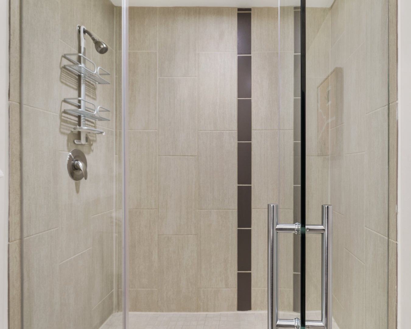 Renew in the updated walk-in shower with modern fixtures.