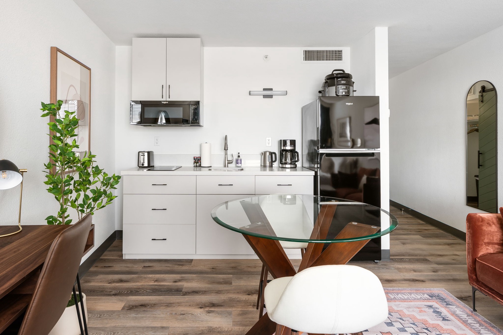 Cook up convenience in our kitchenette, stocked with the essentials.