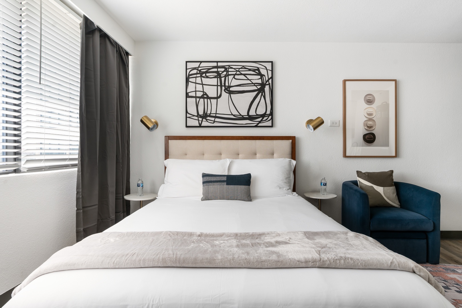 Experience restful nights on a plush memory foam mattress.