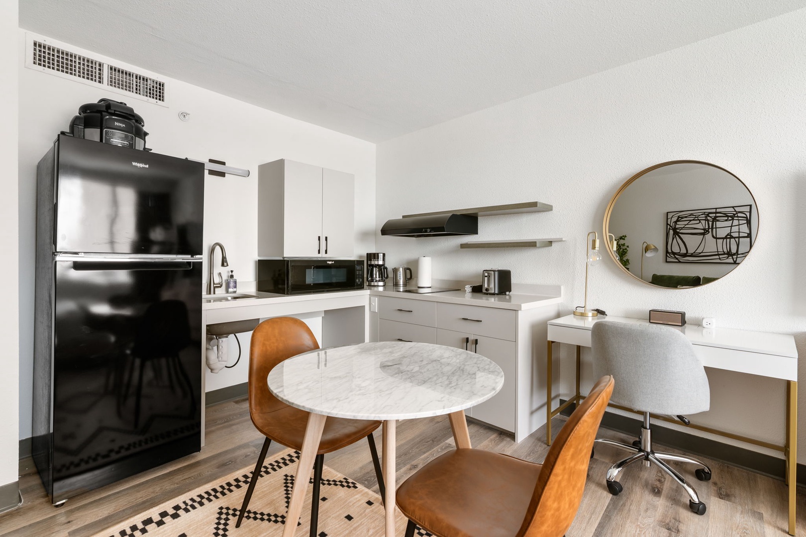 Cook up convenience in our kitchenette, stocked with the essentials.