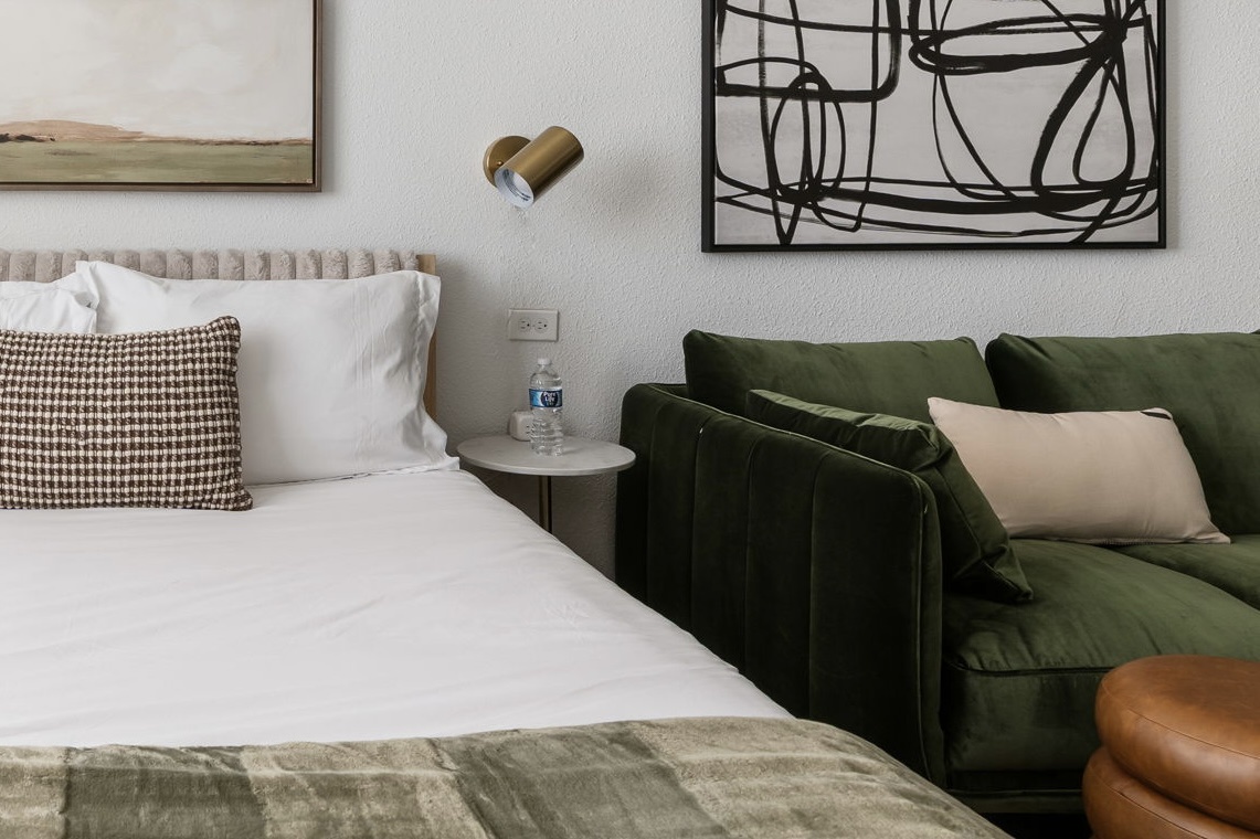 Enjoy a peaceful night’s sleep on a memory foam bed.