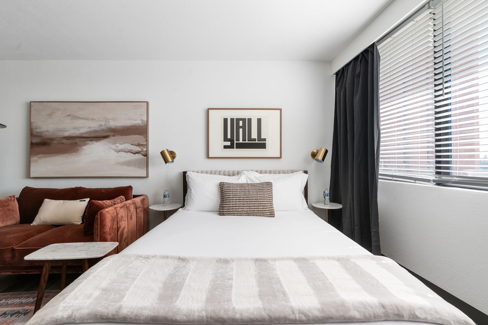 Experience restful nights on a plush memory foam mattress.