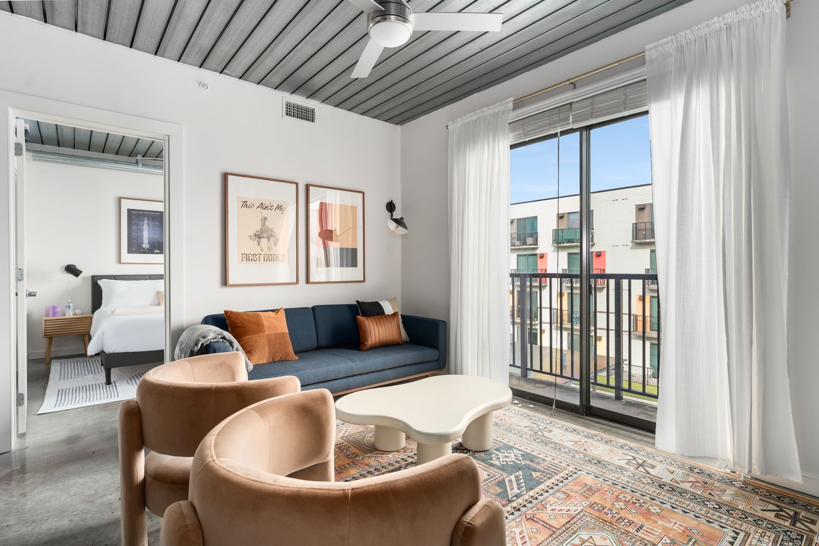 Cozy up in this inviting living space with a smart TV for entertainment.