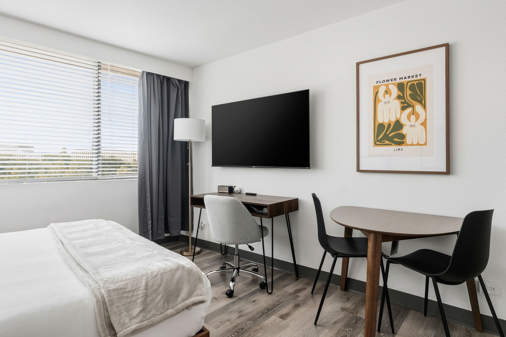 Work comfortably in your private desk area.