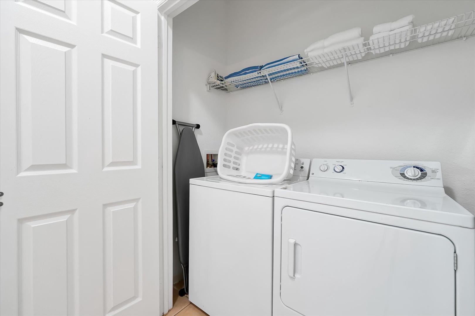 Your dedicated laundry room makes packing light effortless, with a full-size washer and dryer plus hanging space for freshly cleaned clothes.