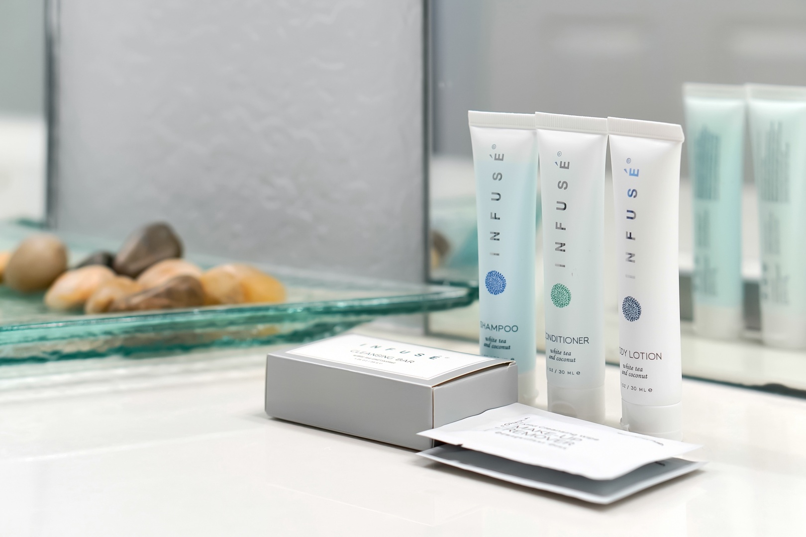 Luxurious amenities await in your bathroom with premium toiletries and thoughtful touches to pamper you during your stay.