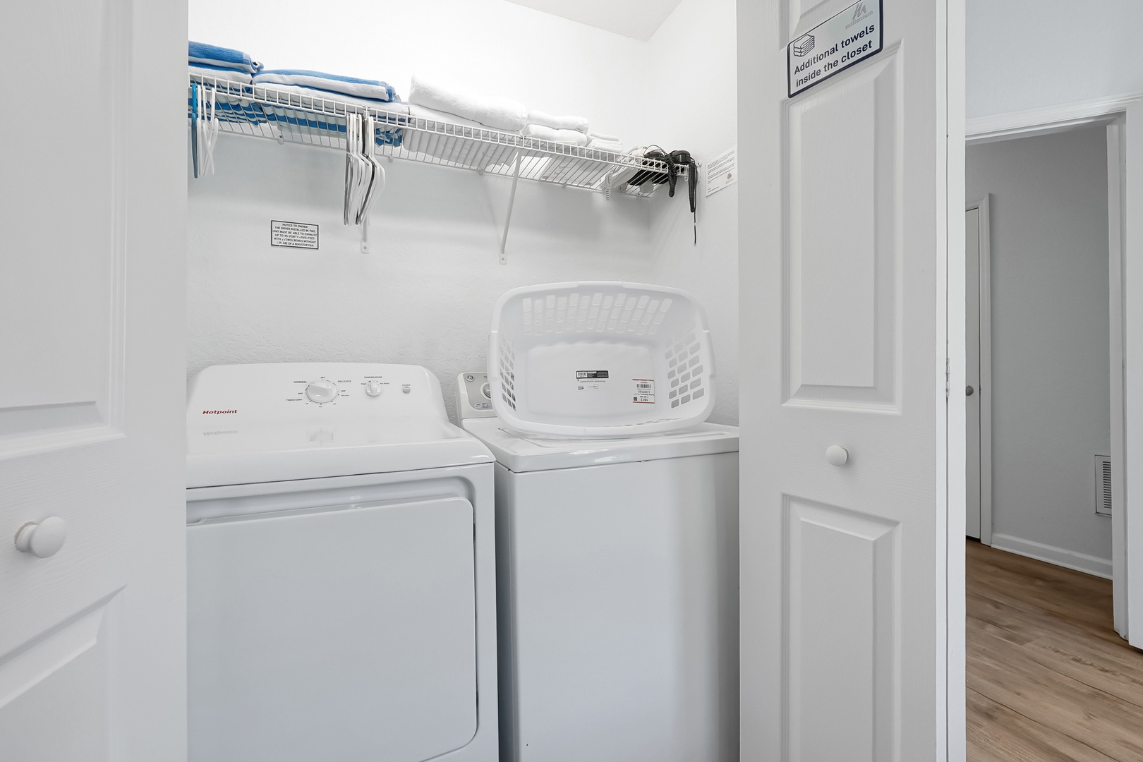 Your private laundry room keeps travel light with full-size washer and dryer, plus organized storage for all your essentials.