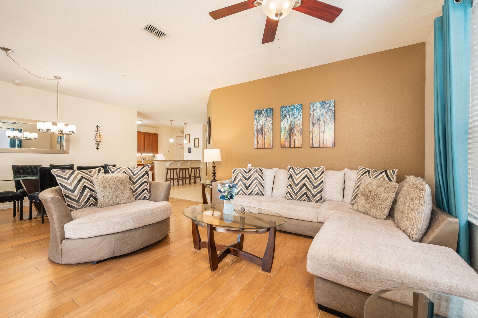 Sink into plush sectional seating where modern comfort meets stylish design, perfect for unwinding after your adventures.