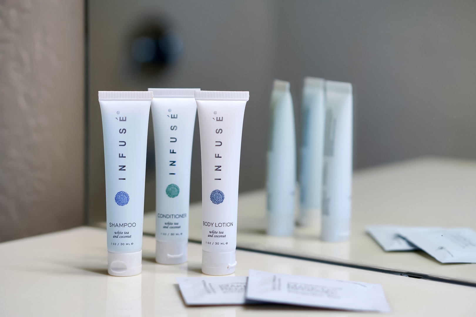 Premium toiletries await your arrival - luxurious shampoo, conditioner, and body lotion to pamper yourself during your stay.