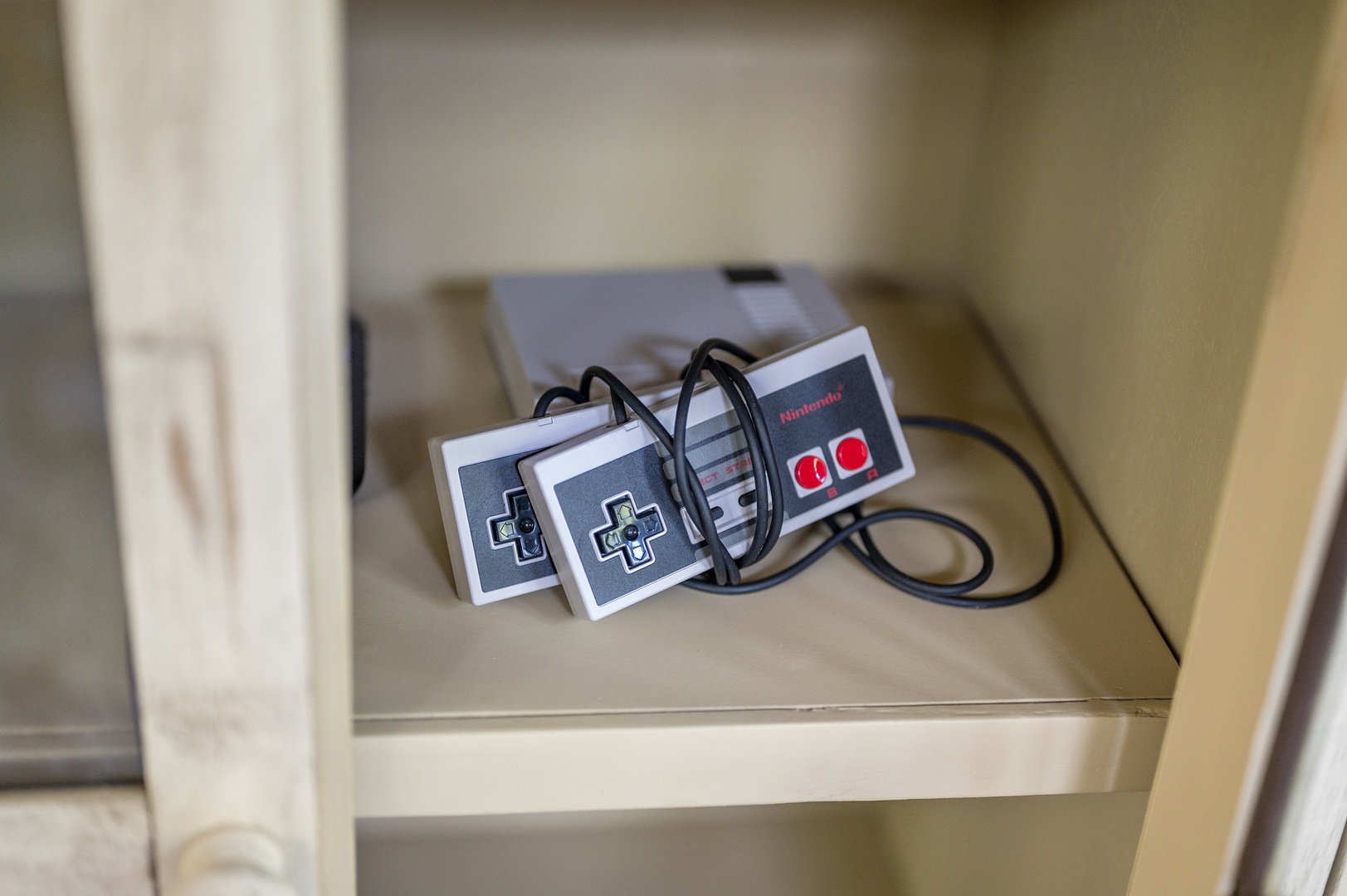 Nintendo game console in upstairs game loft