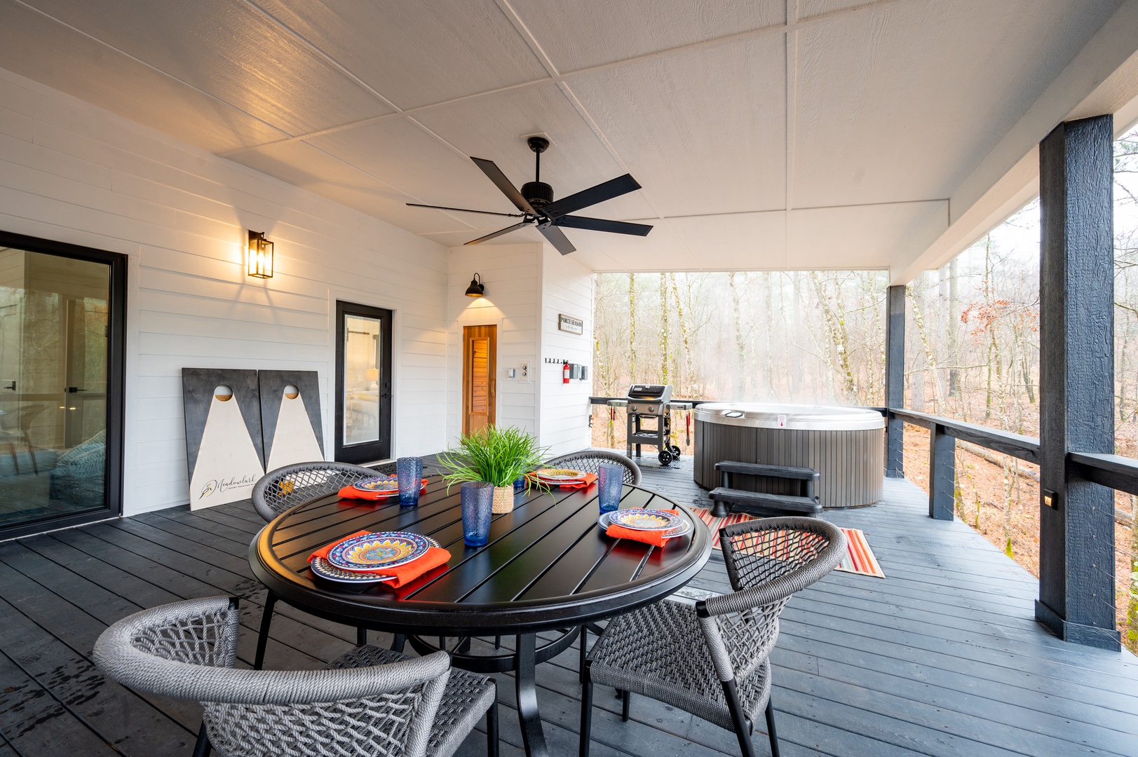 Enjoy a meal on the deck when weather permits