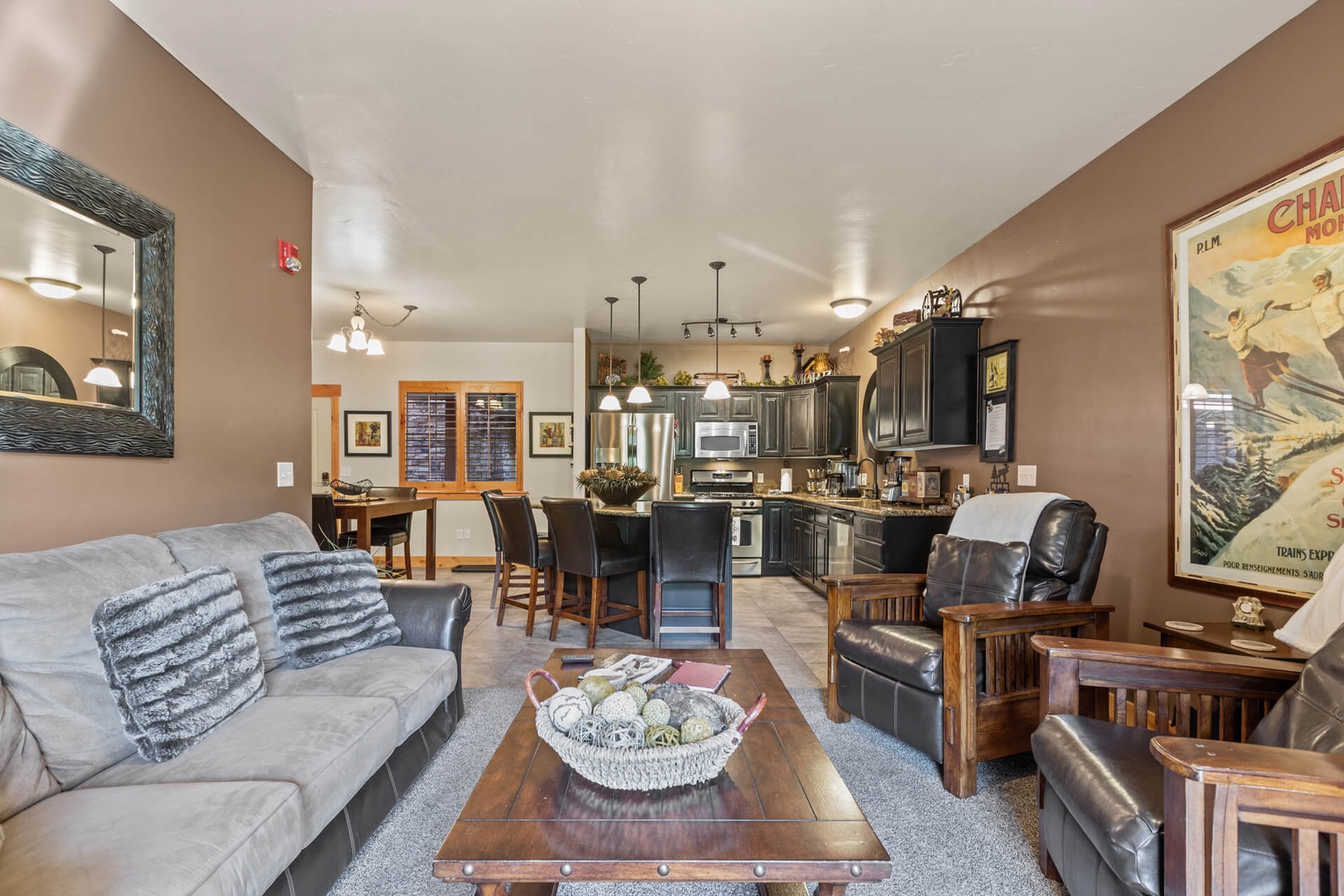 Bear Hollow Lodges 1304:  Gathering and entertaining is welcome with the open floor plan offering plenty of seating, tables for eating and games and easy kitchen access.