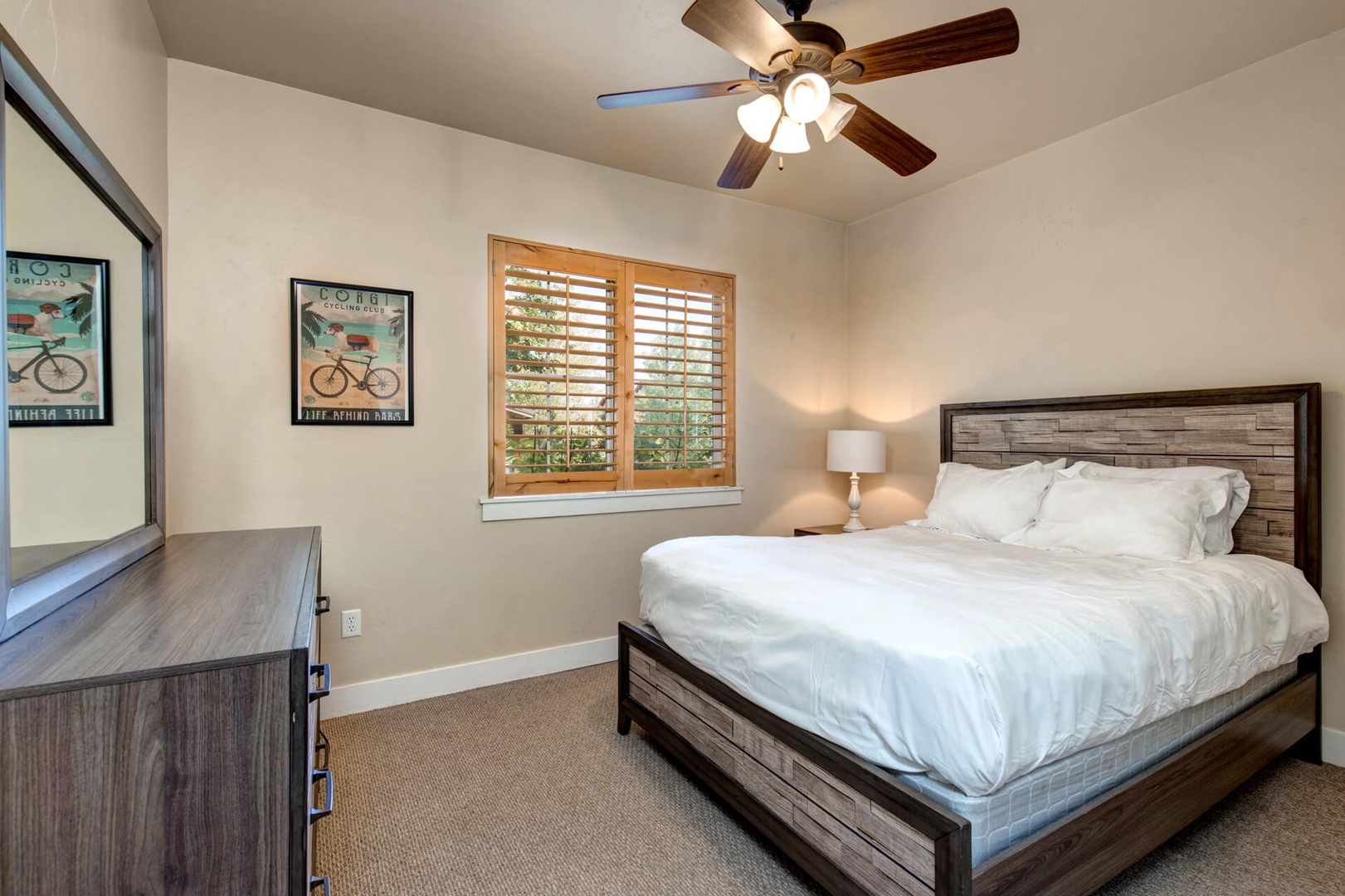 Bear Hollow Lodges 1104:  A second guest room has a Queen bed complete with comfortable bedding.  A shared full bathroom is just steps down the hall.