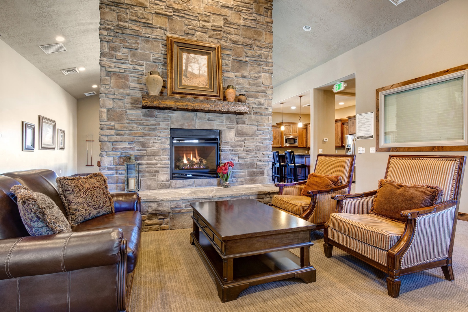 Parks Edge Community Clubhouse Seating Area with Fireplace