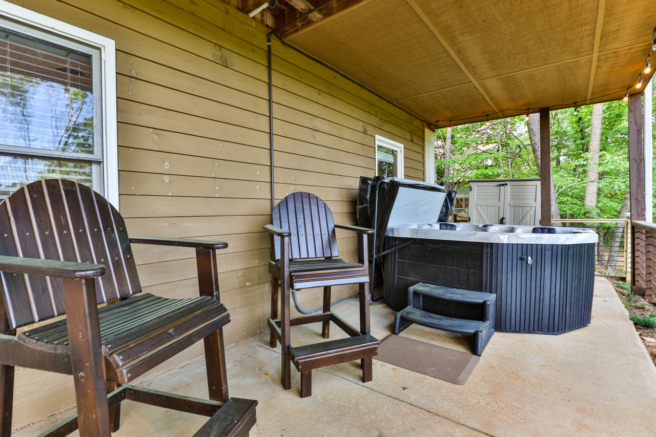 Brand new hot tub on terrace level