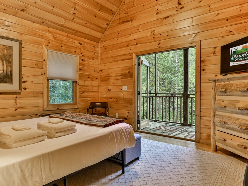 Upper Level Queen Bedroom with private balcony