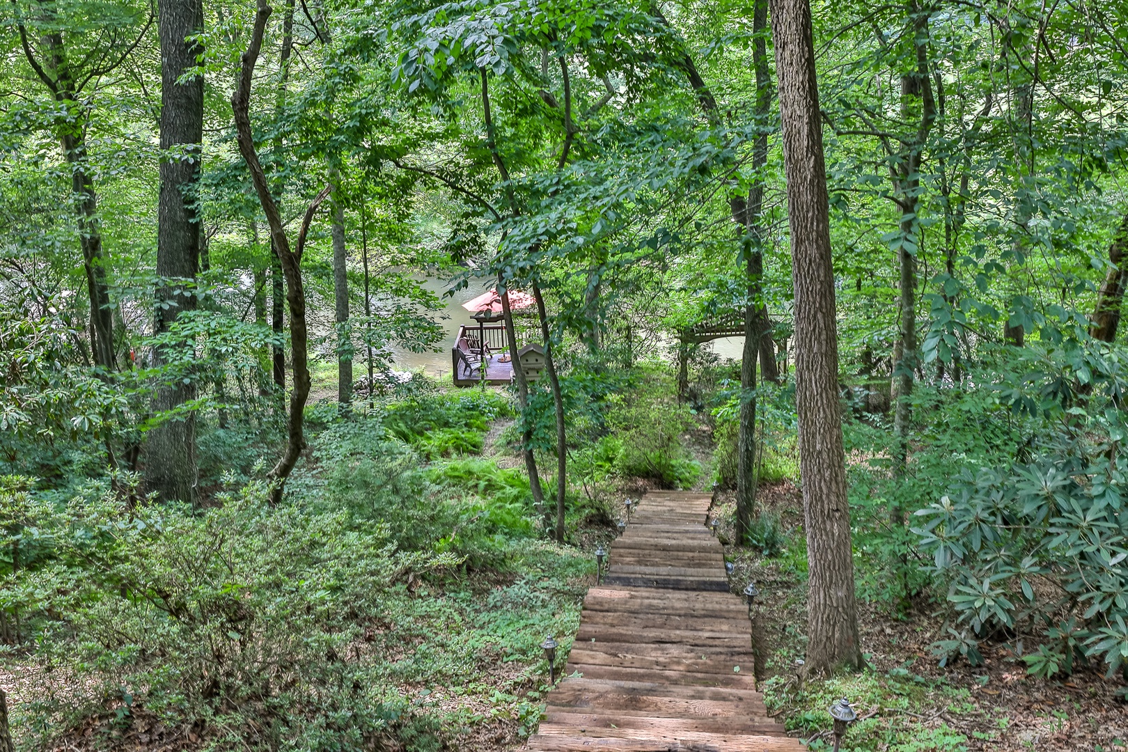 Steps down to river