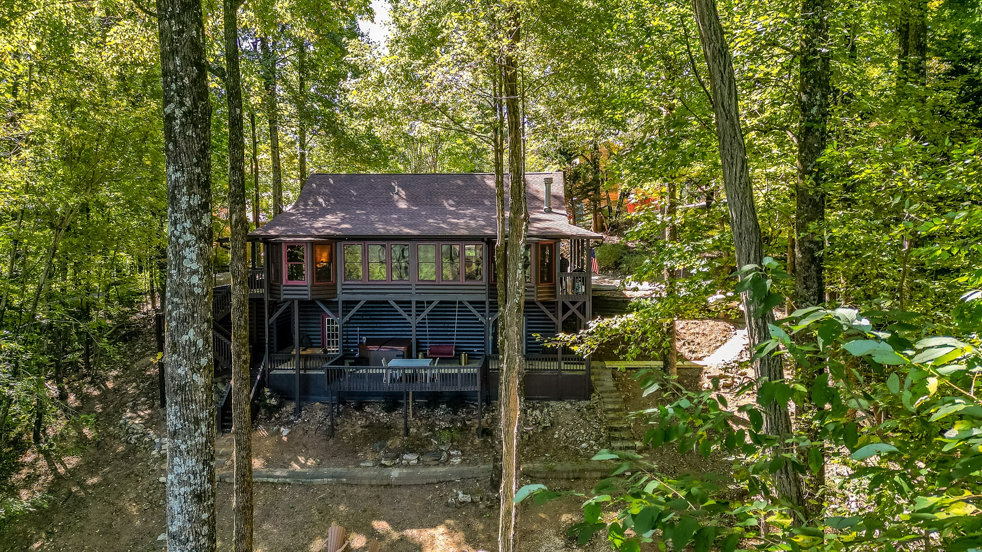 View of back of cabin