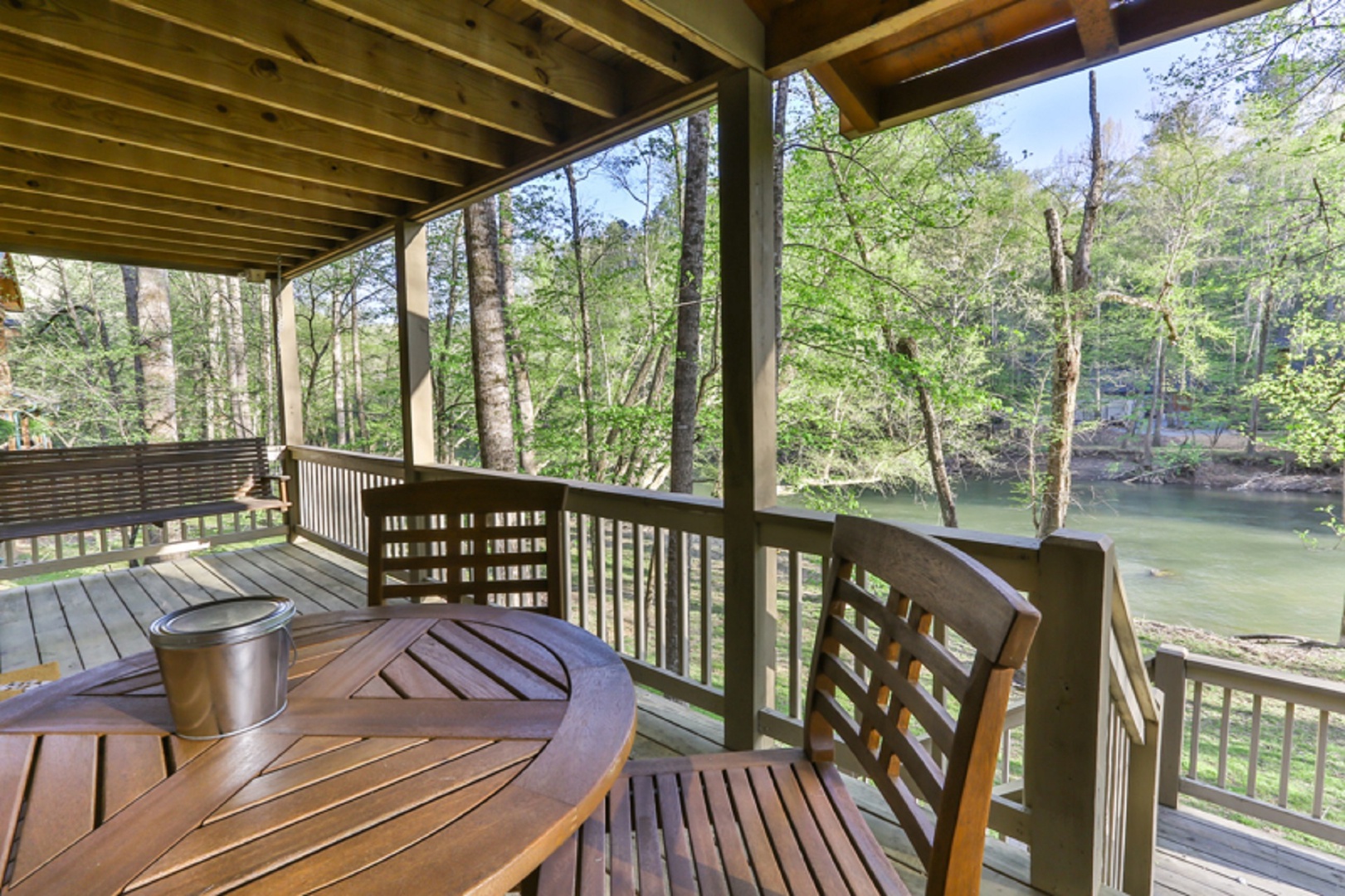 Outdoor Dining Area with River Views