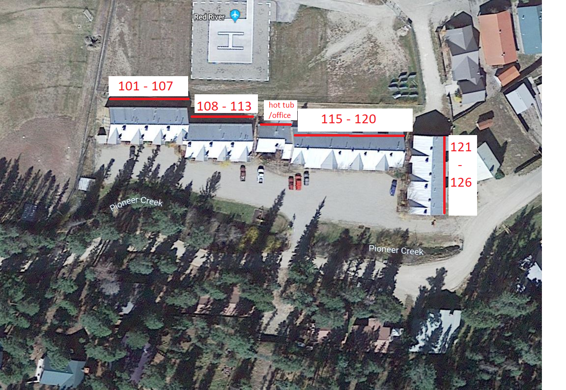 Aerial property map of condos with condo numbers