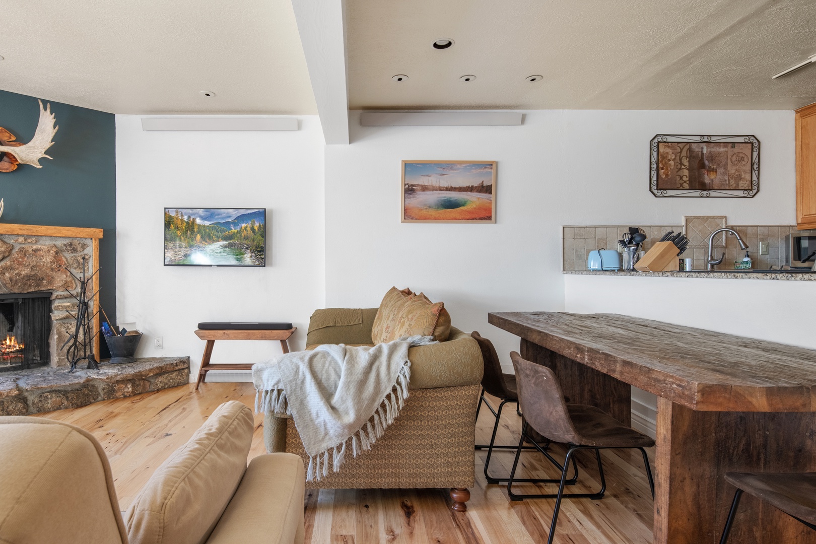 Living room with fireplace