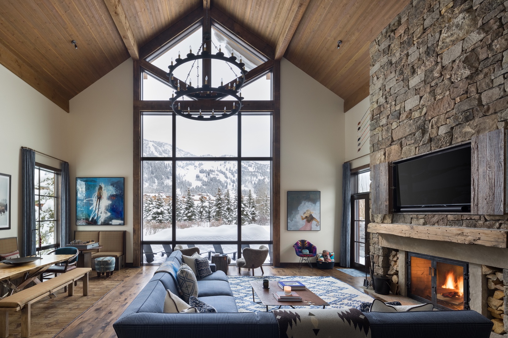 Living room with mountain views