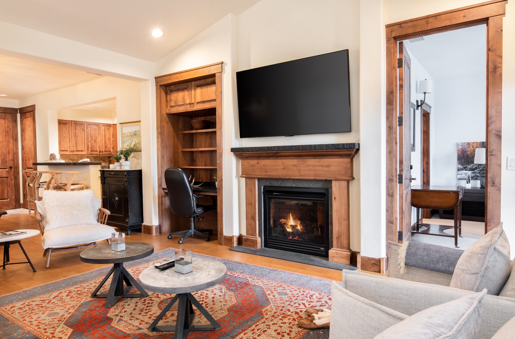 Main living room with gas fireplace