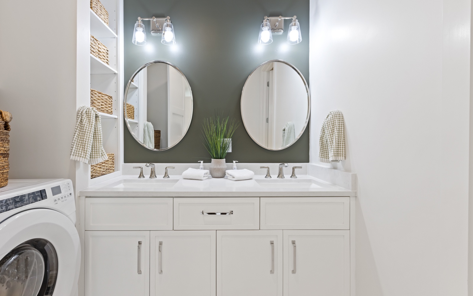 Tour This Sunny, Storage-Packed, White and Blue Laundry Room