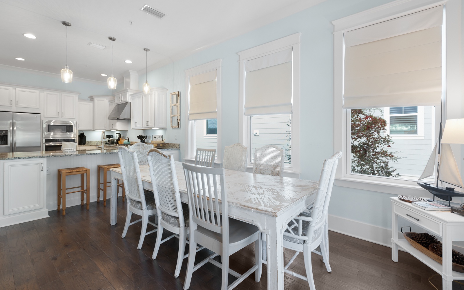 Your bright, open kitchen flows seamlessly into the dining area, where you'll share memorable meals at the stunning marble table.