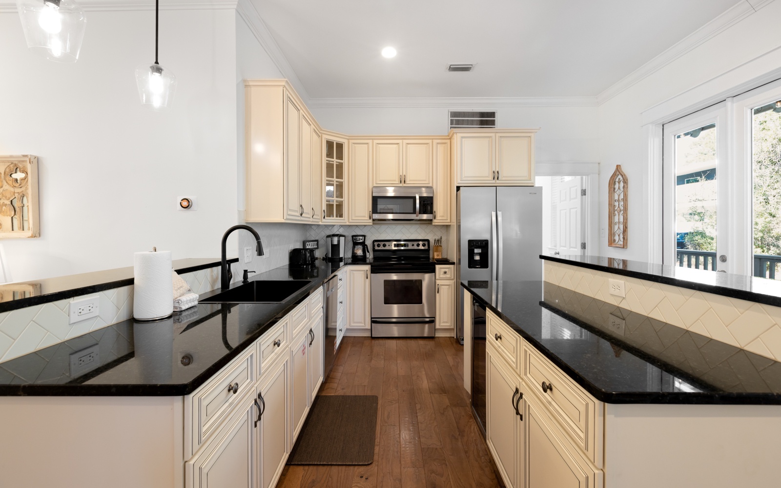 Your spacious gourmet kitchen features granite countertops, stainless steel appliances, and ample cabinet storage for creating memorable vacation meals.
