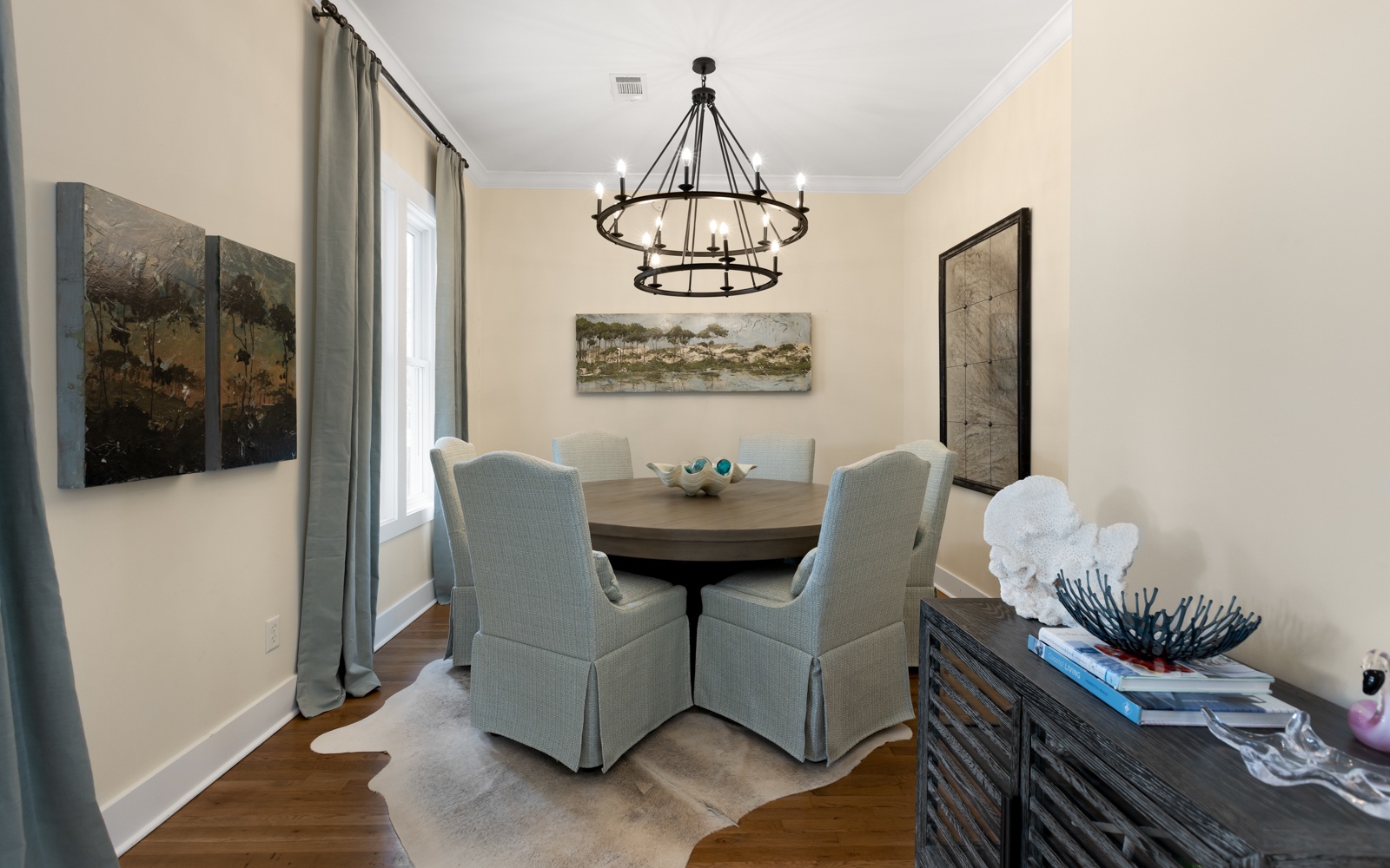 Your elegant dining space awaits with comfortable seating and warm lighting for memorable meals together.