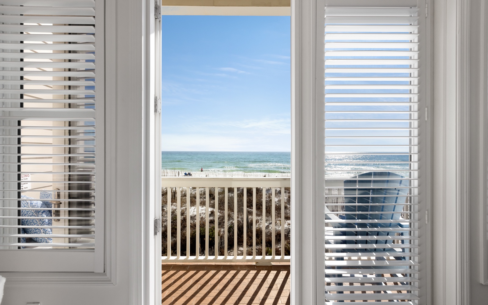Wake up to stunning ocean waves right outside your door. This beautiful balcony offers direct beach access and endless sea views.