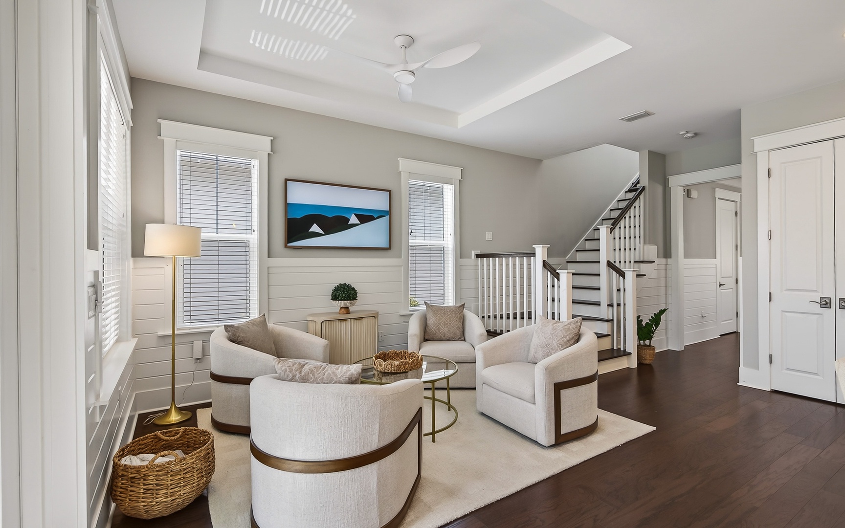 Settle into this elegant living space where modern comfort meets coastal charm, perfect for unwinding after your adventures.