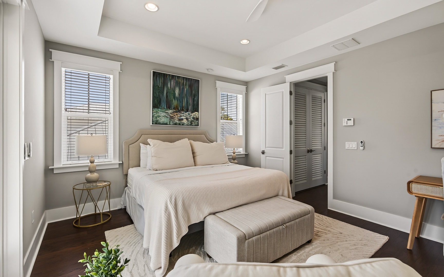 Unwind in your serene bedroom sanctuary with crisp linens, natural light, and thoughtful design creating the perfect retreat.