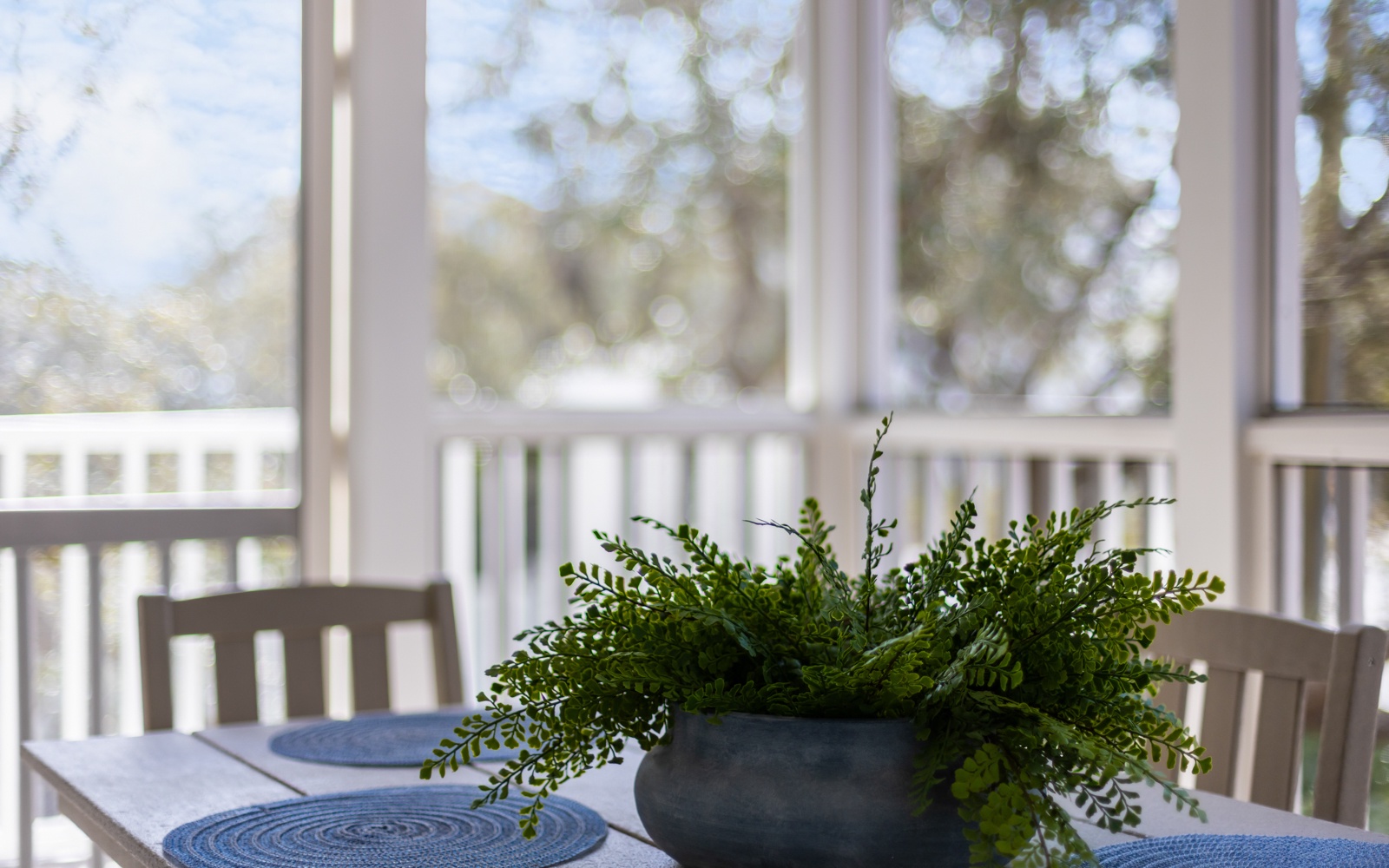 Step into your bright dining space where fresh greenery and natural light create the perfect setting for memorable meals.