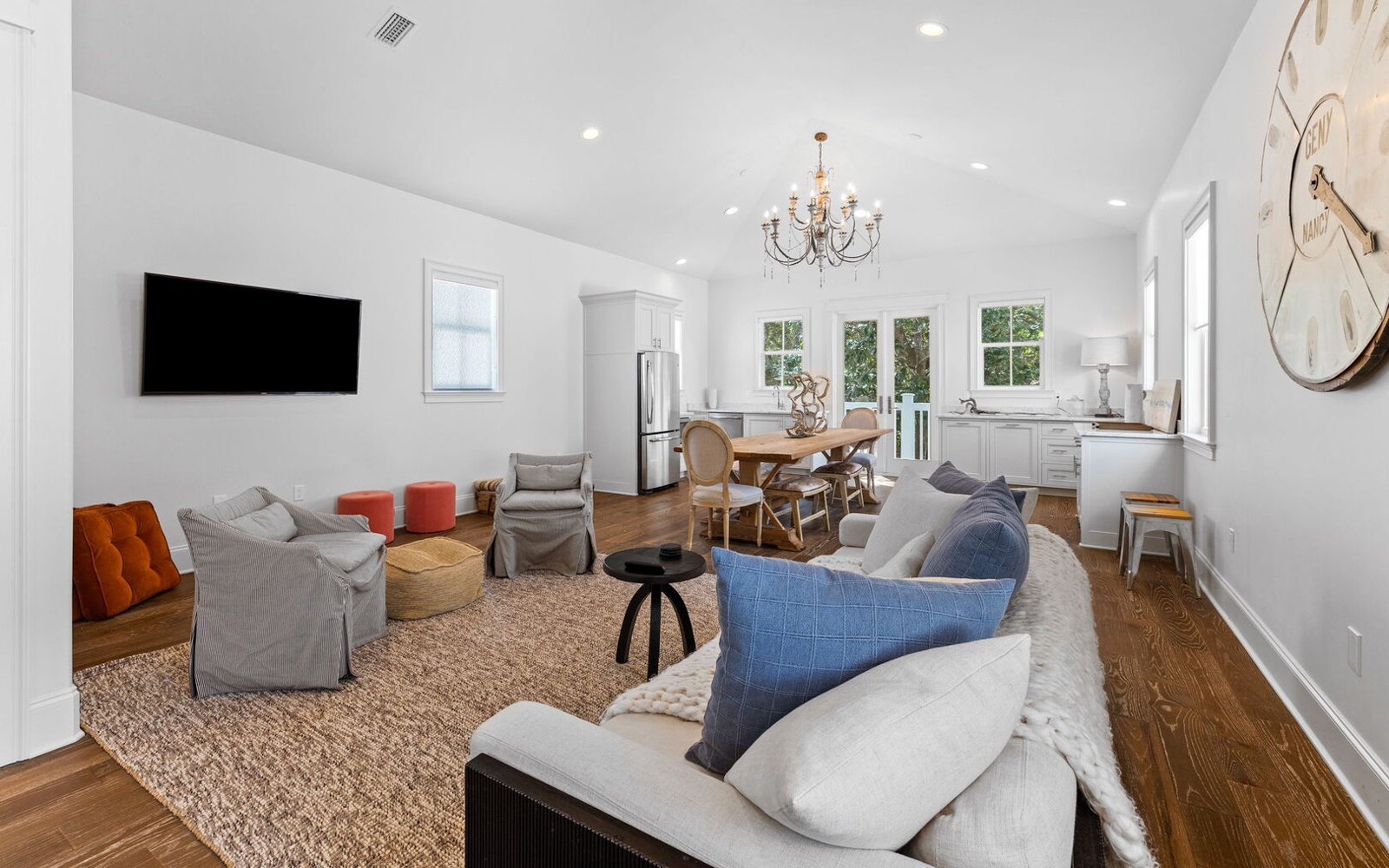 Sink into plush sofas in your bright, airy living space where modern comfort meets elegant design for perfect relaxation.