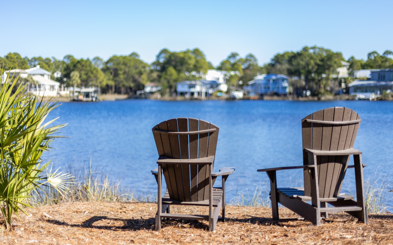 Settle into these waterfront chairs and let the tranquil lake views wash away your worries on this perfect day.