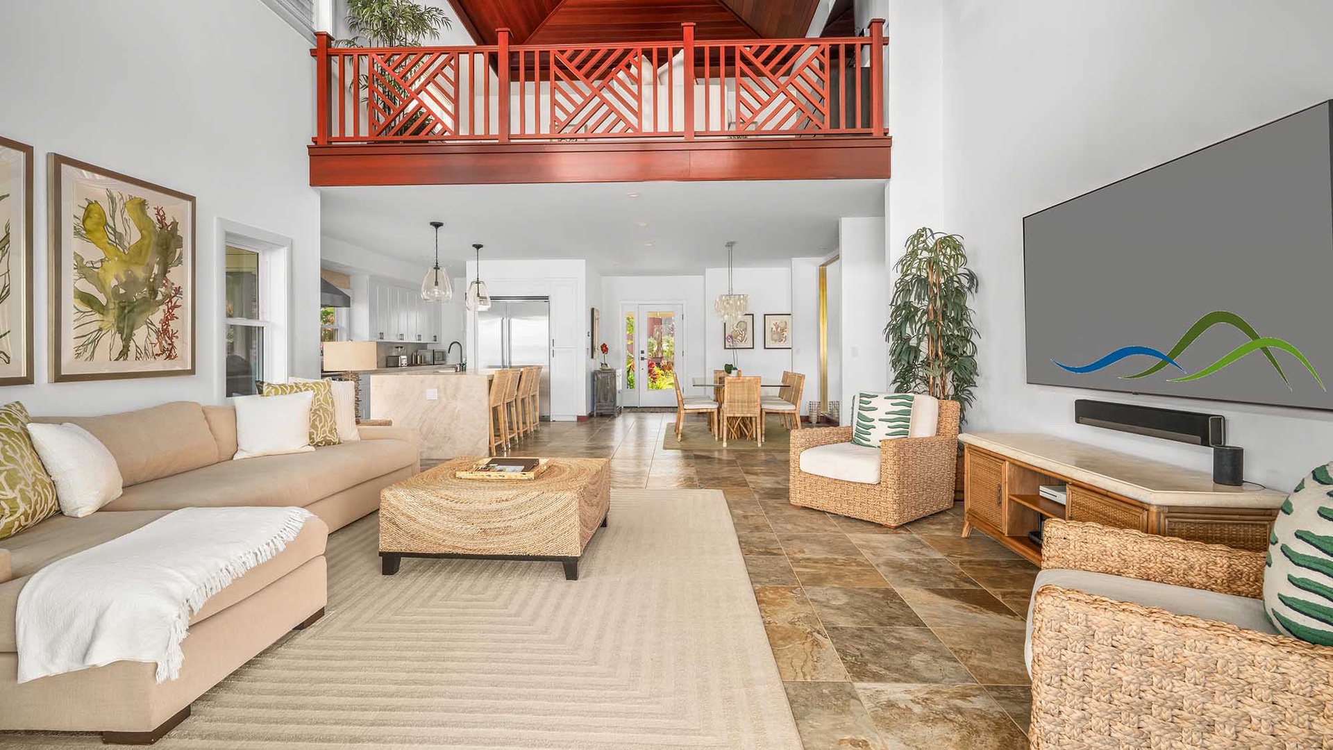 Relax in your spacious living area with soaring ceilings, natural light, and cozy seating flowing into a bright kitchen and dining space perfect for gathering.