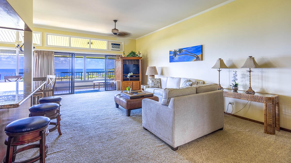 Kapalua Ridge Villas #922 - Living Room & Lanai View - Parrish Maui