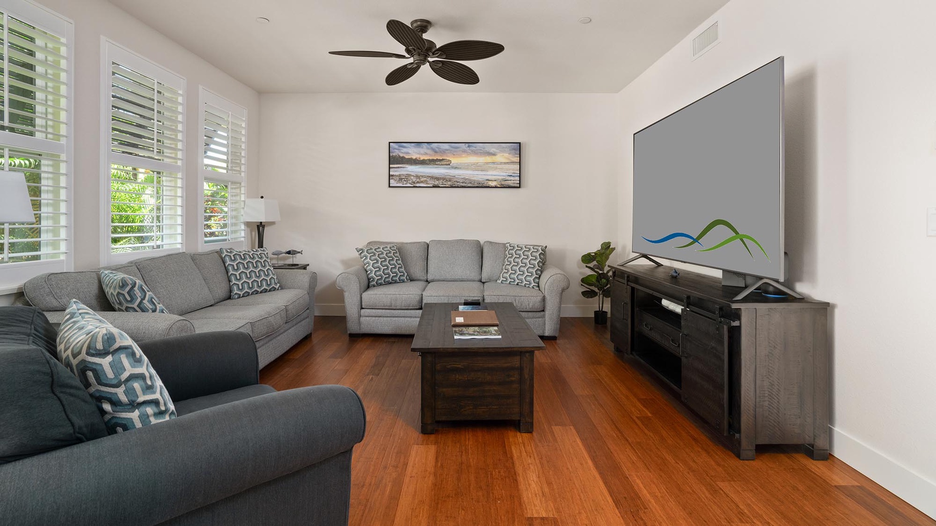 Pili Mai Resort at Poipu #3F - Living Room - Parrish Kauai