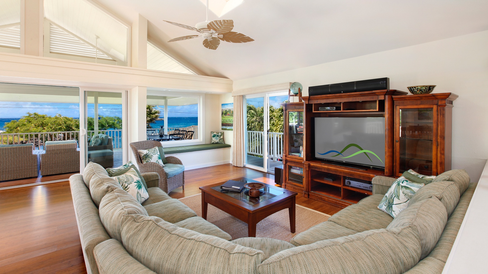 Baby Beach Hale at Poipu - Ocean View Living Room - Parrish Kauai