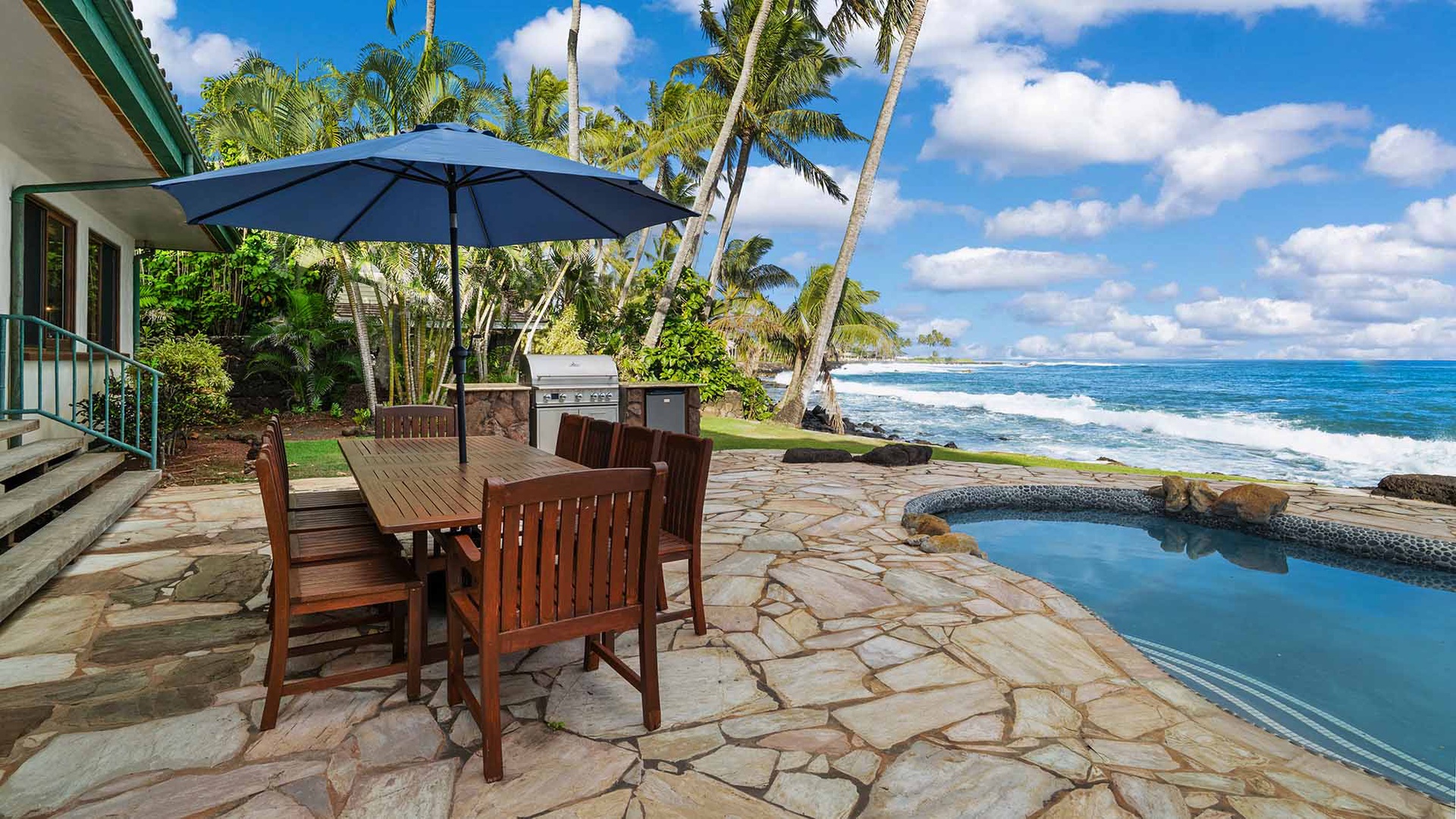 Kauai Kai at Kukuiula Bay - Oceanfront Dining & BBQ Area - Parrish Kauai