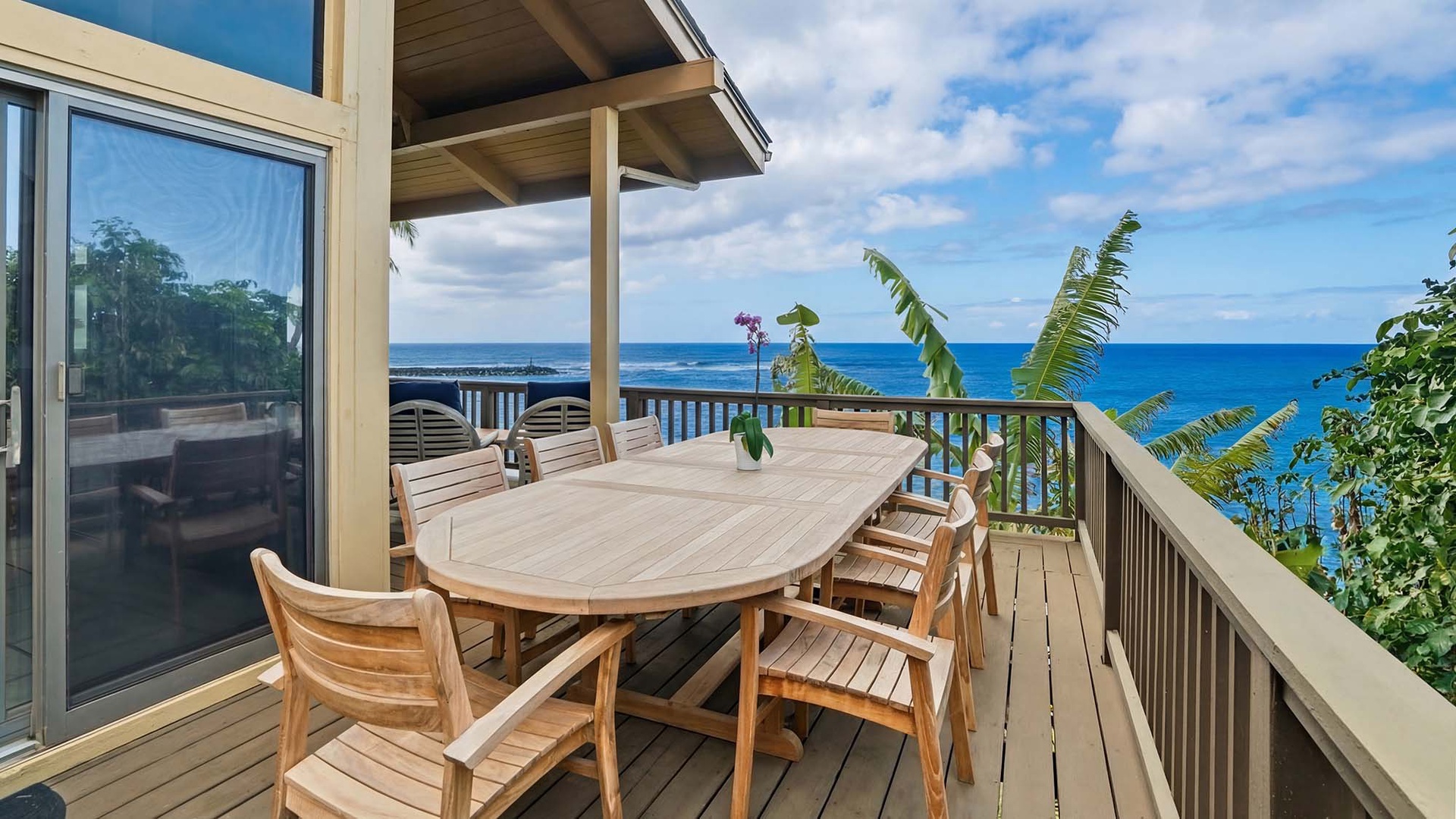 Ocean views stretch endlessly from your private deck, where morning coffee and sunset dinners become unforgettable moments.