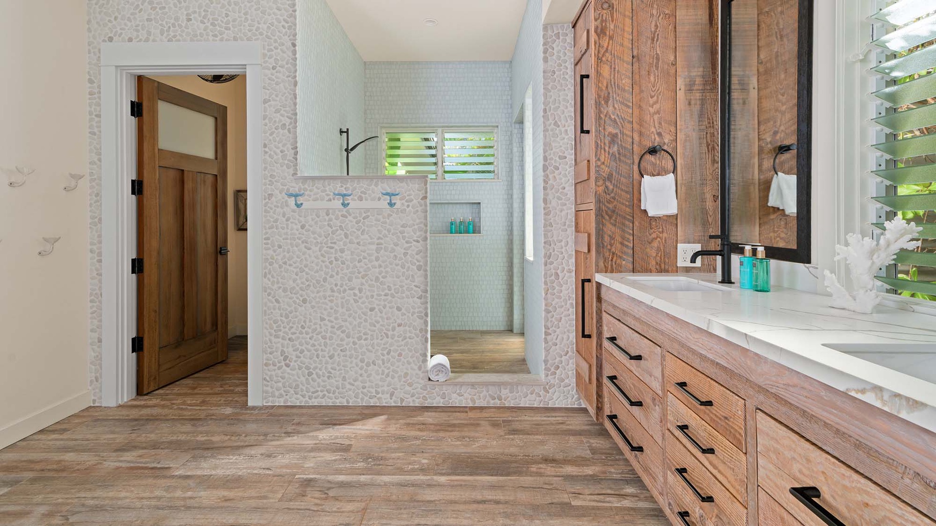 Honu Hale at Poipu - Primary Bedroom Suite Shower & Bath - Parrish Kauai