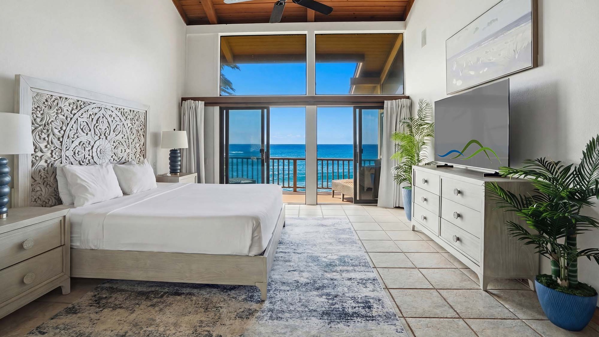 Hale Hokuu Too at Kukuiula Bay - Upper Level Primary Bedroom Suite & Lanai - Parrish Kauai