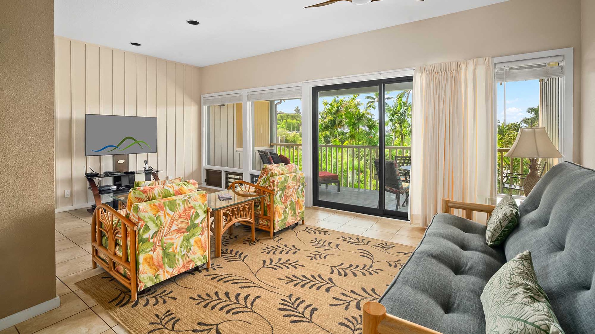 Manualoha at Poipu Kai #1006 - Living Room & Lanai - Parrish Kauai