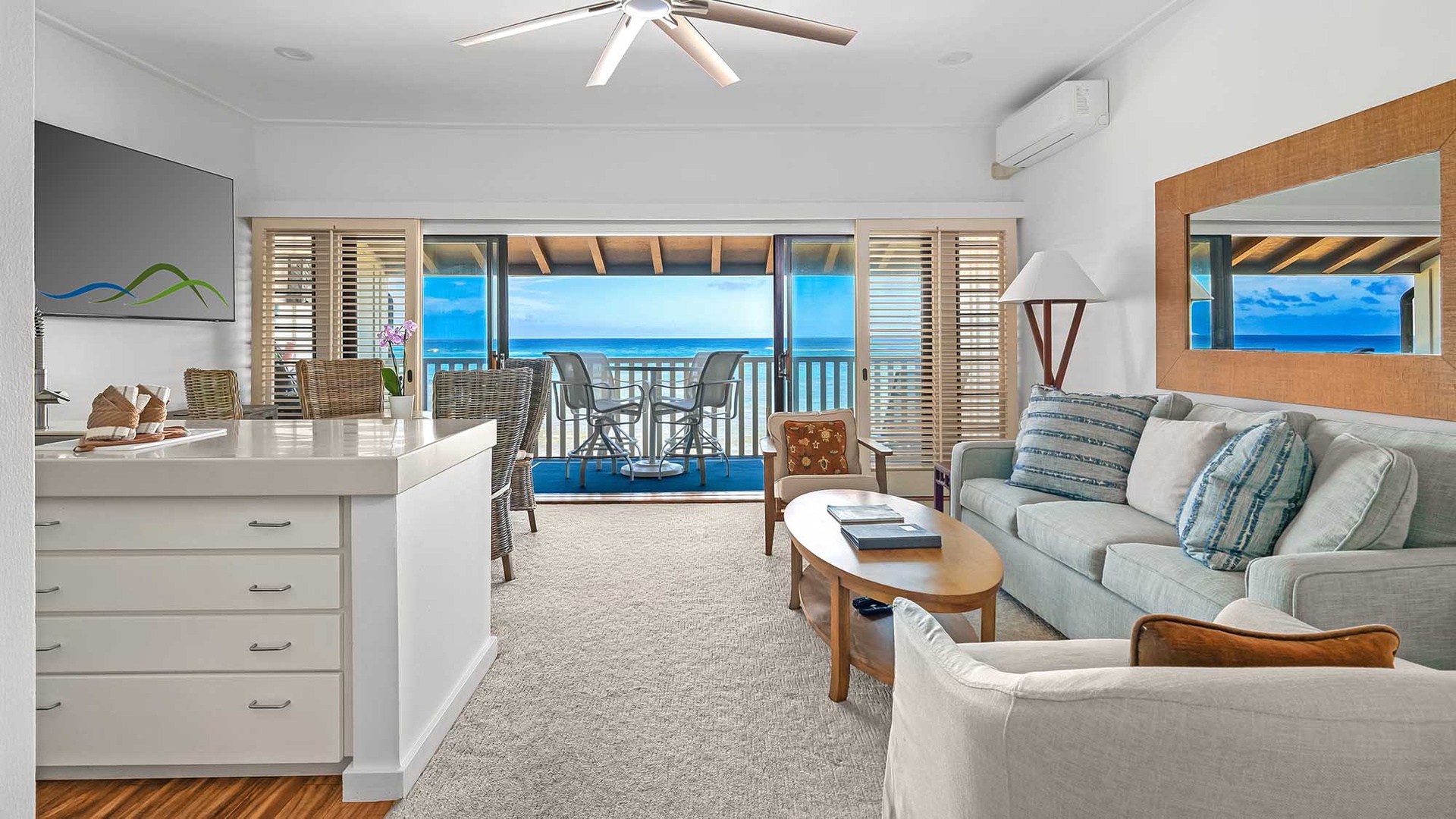 Kiahuna Plantation #6 - Oceanfront Living Room - Parrish Kauai