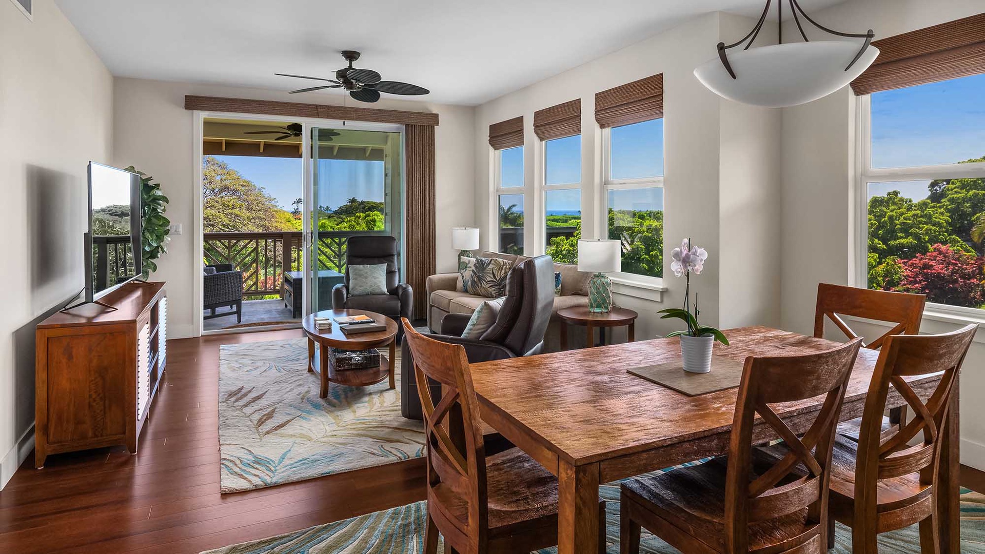 Pili Mai Resort at Poipu #13L - Dining Room & Living Room - Parrish Kauai