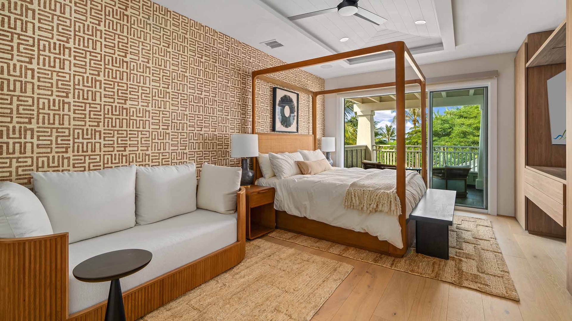 Kukuiula Makai Cottage #33 - Upper Level Primary Suite & Seating - Parrish Kauai