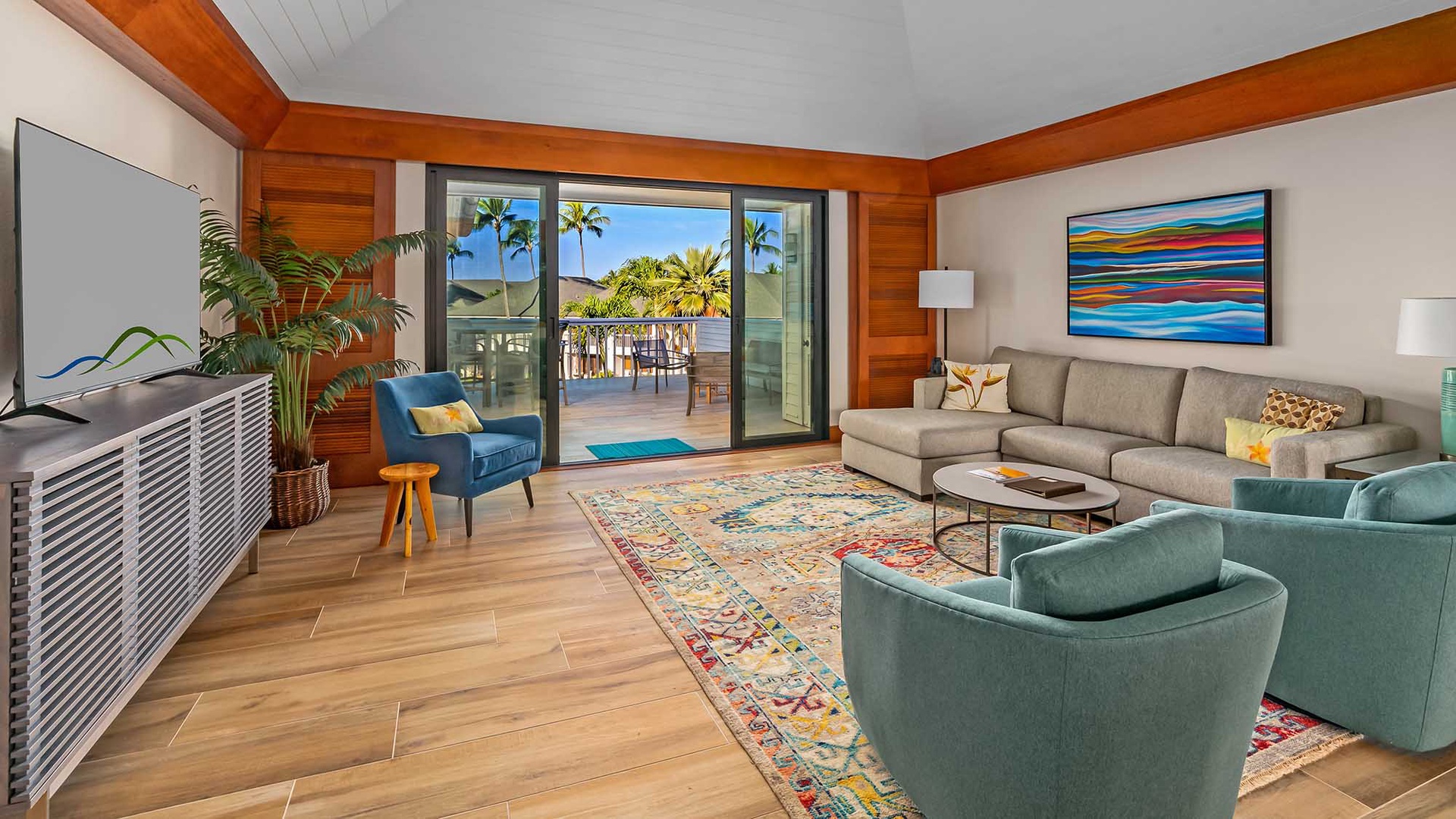 Poipu Kapili Resort #43 - Spacious Living Room & Lanai - Parrish Kauai